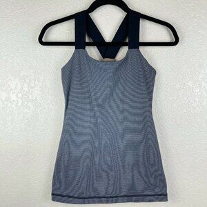 Lululemon Top Womens Size 4 Inner Awareness Tank Striped Athletic Workout Black